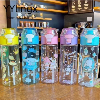 YYlingx Bình Nước, Cốc Nhựa Cinnamoroll Dễ Thương 550ml, Chai Quà Tặng Dung Tích Lớn Melody Kouromi Cốc Nước Trẻ Em