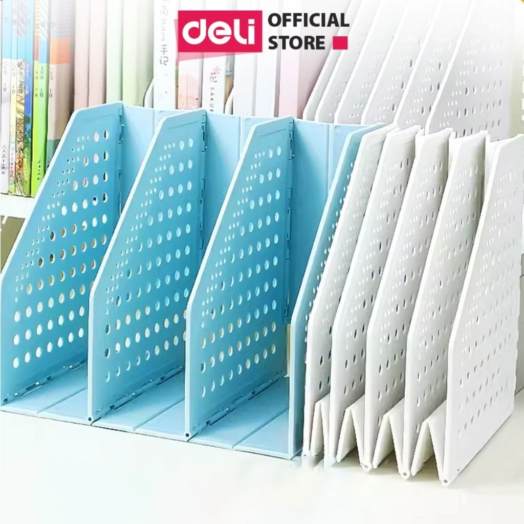 [VPP DELI] Giá Kệ Đựng Tài Liệu Deli 4 Ngăn Kệ Hồ Sơ Văn Phòng, Giá Sách Vở Tiện Lợi Màu Pastel Dễ Thương Có Thể Thu Gọn