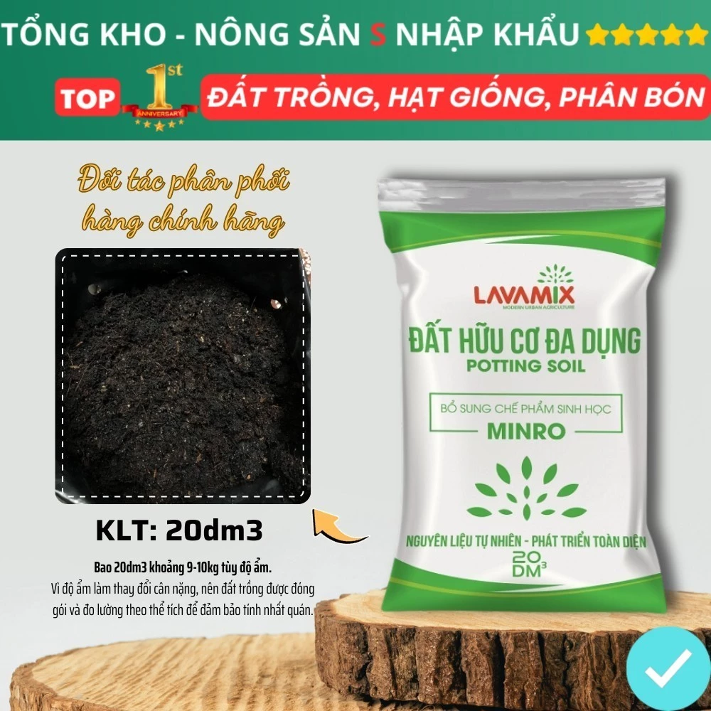 Đất Trồng Cây (bao 20dm ~ 10kg) Đất hữu cơ đa dụng trồng rau củ quả, cây kiểng trộn sẵn nhiều dinh dưỡng