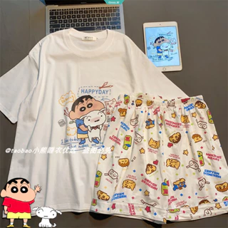 Hoạt Hình Dễ Thương Crayon Shin-chan Bộ Đồ Ngủ Cho Nam Nữ Mùa Hè Mới Ins Phong Cách Nhật Bản Quần Short Tay Ngắn Học Sinh Mặc Ở Nhà [GM]