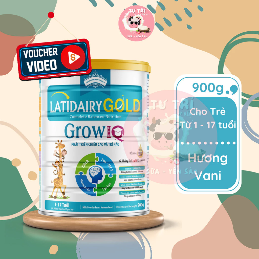 Sữa Bột Latimum Gold Grow IQ lon 900g. Cho trẻ phát triển chiều cao và trí não.