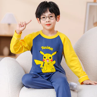 Mùa Xuân Thu Bộ Đồ Ngủ Trẻ Em Cotton Dài Tay Cổ Tròn Hoạt Hình Phù Hợp Với Dễ Thương Vừa Lớn Trẻ Em Bé Trai Bé Gái Quần Áo Nhà Cho Bé