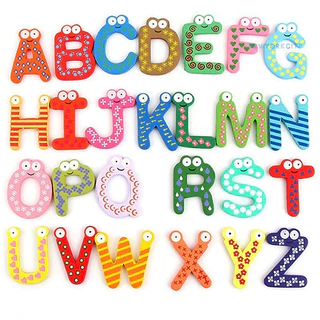 Ny-26 Bảng chữ cái ic Letters A-Z Tủ lạnh bằng gỗ Đồ chơi giáo dục cho trẻ em