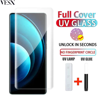 Kính cường lực toàn màn hình keo UV cho VIVO X100 Ultra X100s X90 X80 X70 X60 X50 Pro+ Pro Plus 4G 5G 2024