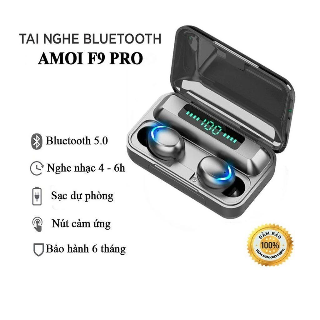 Tai nghe bluetooth F9 Pro Bluetooth 5.2 âm thanh sống động kiêm sạc dự phòng tiện lợi