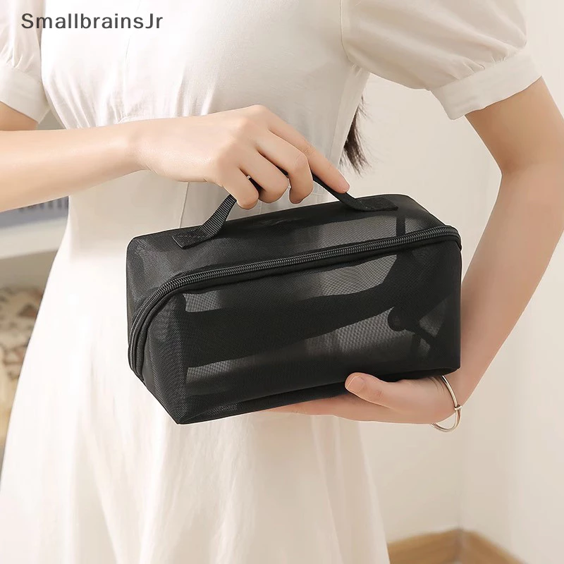 Smallbrainsjr Lưới Trong Suốt Túi Đựng Mỹ Phẩm Nhỏ Lớn Đen Túi Trang Điểm Di Động Du Lịch Vệ Sinh Hộp Đựng Môi Túi Bảo Quản vn