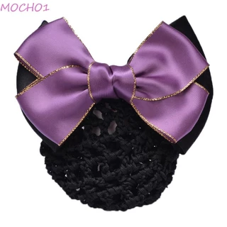 Mocho1 Nơ Tóc Lưới Nữ Nữ Barrette Nơ Mũ Tiếp Viên Hàng Không Kẹp Tóc