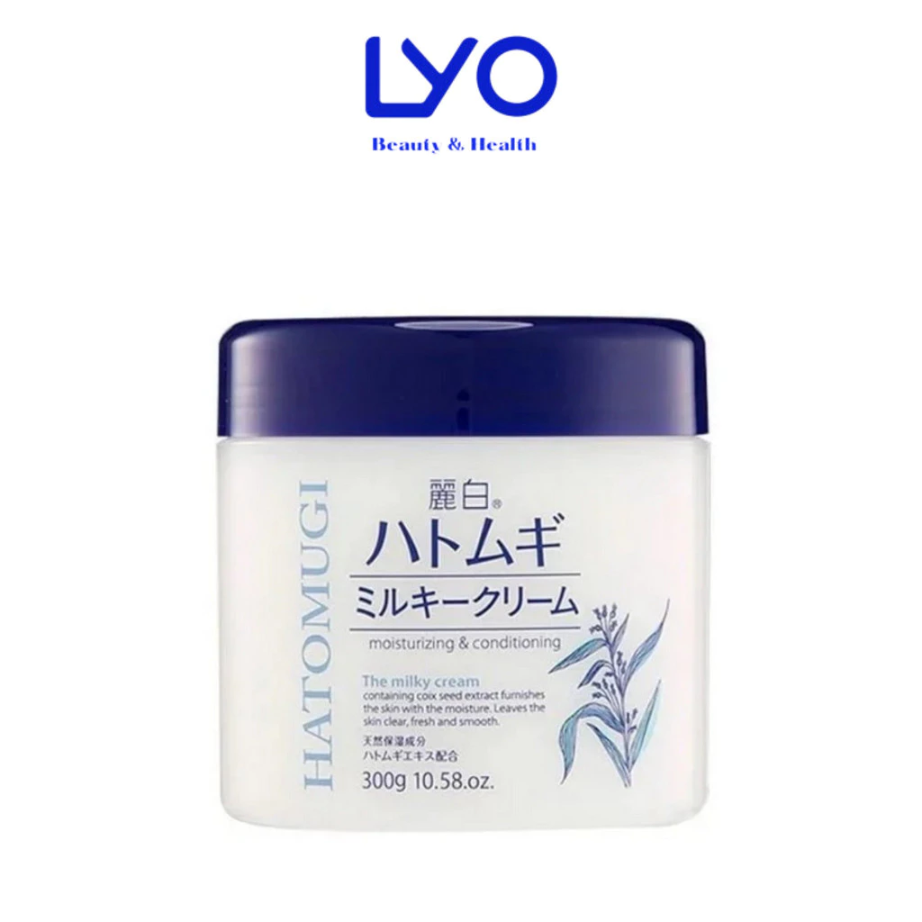 Kem dưỡng ẩm hạt ý dĩ Hatomugi Moisturizing & Conditioning The Milky Cream Làm sáng da tươi mát 300g