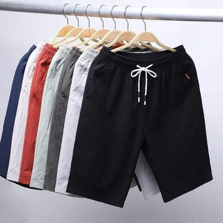 [L-5xl] Quần crop lụa băng mùa hè Quần short nam mặc ngoài Quần đi biển thông thường