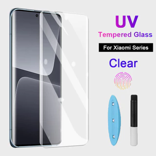 Kính cường lực HD Cho Xiaomi 14 13 Lite 12 11 Pro Plus Siêu keo phủ chất lỏng UV chống ánh sáng xanh màng bảo vệ màn hình kính cường lực bề mặt cong