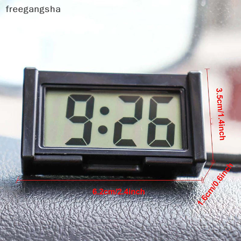[Freg] Đồng hồ kỹ thuật số bảng điều khiển ô tô Mini Xe tự dính với màn hình hiển thị ngày thời gian LCD FDH