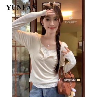 YUNFAN áo phông áo thun nữ croptop baby tee Fashion thời trang Vintage Casual WTX2430S9C 13Z240328