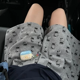 Hoạt Hình Mèo kitty In Hình Quần Pyjama Nữ Mùa Hè Plus Kích Thước Quần Short Eo Cao Quần Nhà Thường Ngày