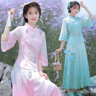 Phong Cách Dân Tộc Phù Hợp Với Nữ Mỏng Hanfu Người Lớn Phong Cách Trung Hoa Thêu Xuân Hè Đường Phù Hợp Với Top Váy Hai Mảnh Phù Hợp Với OU24331