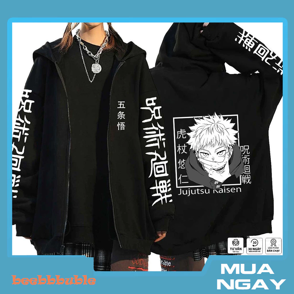 HOT Áo Khoác nỉ anime JUJUTSU KAISEN ,áo khóa zip hàng đẹp nam nữ đủ size