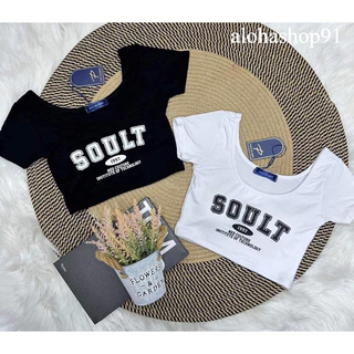 Áo thun borip croptop Soult tay ngắn🌷🌷🌷ly Áo Ống Ngắn Ôm Ngực In Chữ Thời Trang Mùa Thu Mới Cho Nữ alohashop91