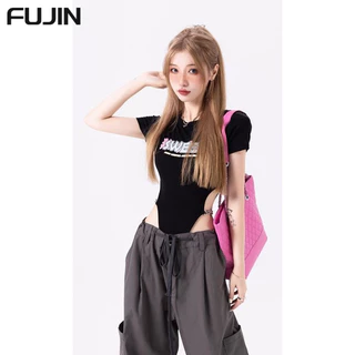 FUJIN áo phông áo thun nữ croptop baby tee thời trang hàn quốc Trendy Vintage WTX2430JF9 12Z240320