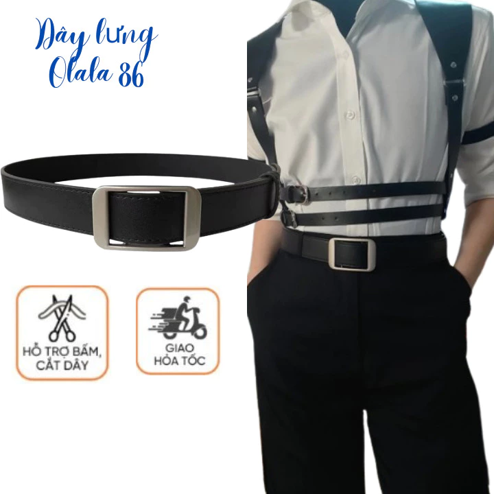 Thắt lưng nam nữ 2 kiểu, dây nịt khóa chữ nhật, dây thắt lưng cao cấp Hàn quốc OLL301