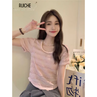 RUICHE áo phông áo thun nữ croptop baby tee Fashion Dễ thương Comfortable Đơn giản WCS2430WB0 13Z240330