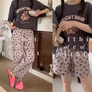 Bộ Đồ Ngủ Bé Gái Mùa Hè Quần Short Tay Ngắn Hoạt Hình Loungewear Nữ Loungewear Set Đồ Ngủ