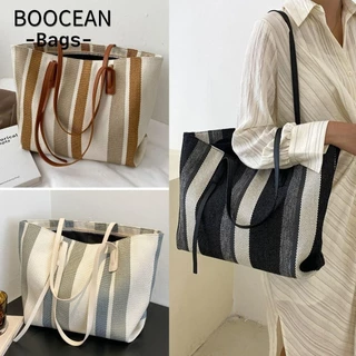 BOOCEAN Túi Totes, Túi Đeo Vai Canvas Dung Tích Lớn, Túi Xách Sọc Shopper Nữ