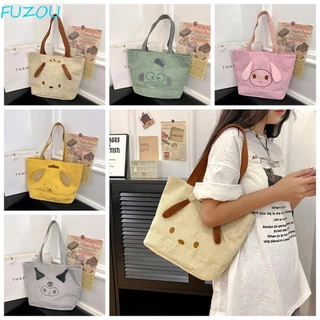 Túi Tote FUZOU Nhung Kuromi, Túi Xách Pochacco Animal Melody, Quà Tặng Sinh Nhật Cinnamoroll Corduroy Túi Mẹ Hoạt Hình Túi Ăn Trưa Mua Sắm