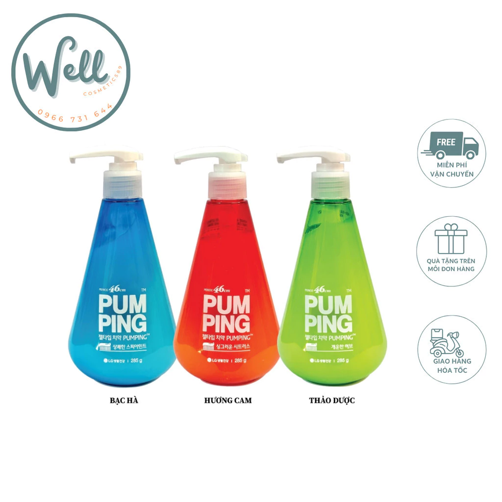 Kem đánh răng Perioe Pumping 3 màu Hàn Quốc 285g - Wellstoreuk89