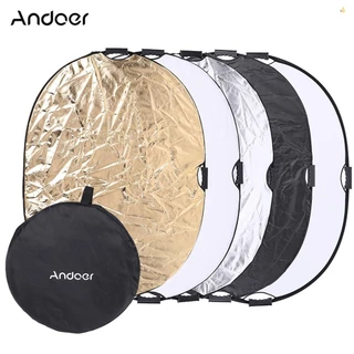 Andoer 90 * 120cm 5in1 Tròn Có Thể Gập Lại Đa Đĩa Di Động Hình Tròn Chụp Ảnh Studio Video Ánh Sáng Phản Quang