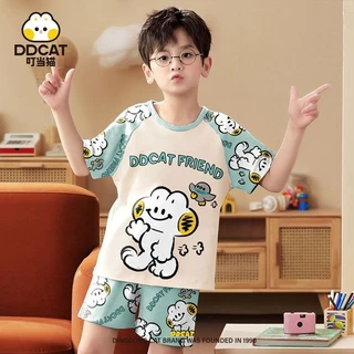 [Sản phẩm mới] Bộ đồ trẻ em phong cách mới Bộ đồ ngủ ngắn tay dáng rộng cho bé trai mùa hè