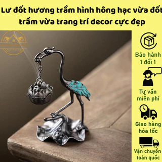 Lư đốt hương trầm con hạc vừa đốt trầm vừa trang trí decor cực đẹp