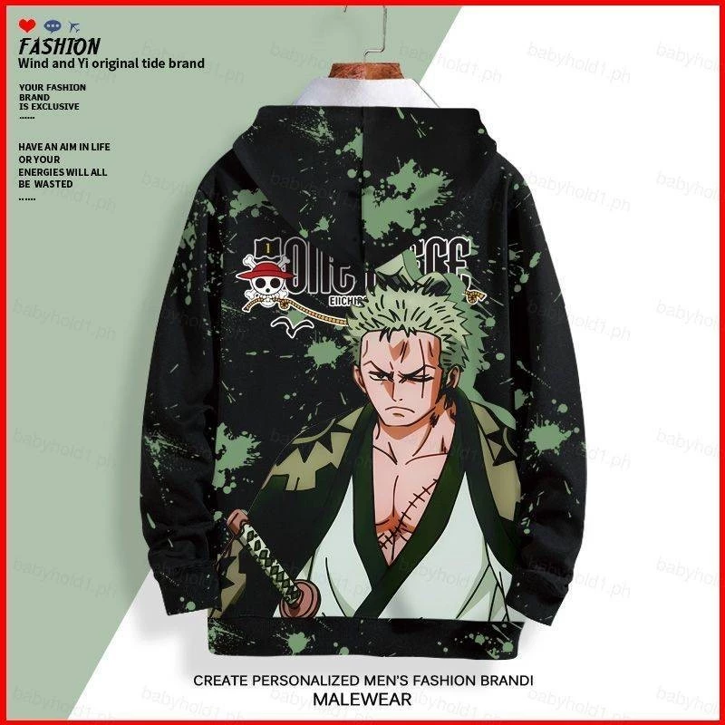 Acg One Piece Anime Áo Dài Tay Unisex Cosplay Zoro 3D Áo Thời Trang Top Chui Đầu Oversize