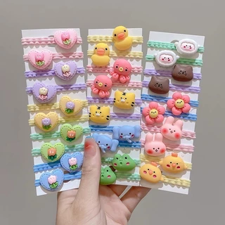 Mini Scrunchies Phụ Kiện Tóc Dây Buộc Tóc Dễ Thương Cho Nữ Co Giãn Hoạt Hình Hàn Quốc