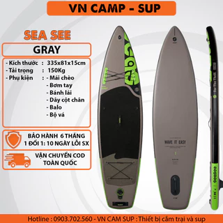 Sup thương hiệu Châu Âu - Ván chèo đứng bơm hơi Sea See - Thuyền SUP chính hãng / Màu xám