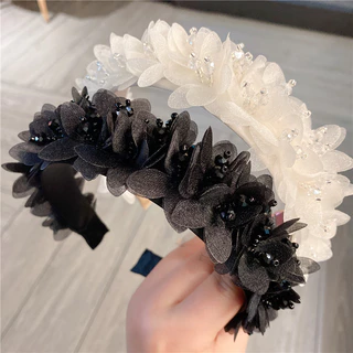 Tinh khiết Handmade Pha lê Organza Flower Thiết kế mới Ánh sáng sang trọng Băng đô