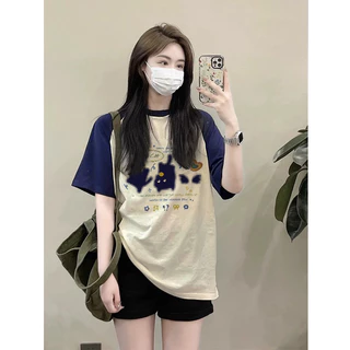 Hiixiivi [Mới 100% Cotton] Áo thun ngắn tay nữ Tee Baggy Nam Nữ Baggy Tròn Unisex Cổ dáng rộng In Áo độc đáo