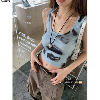 TIANLEYU áo croptop Áo 2 dây áo ba lỗ Thời trang hàn quốc phong cách trendy thông thường Gợi cảm WBX243070O 10Z240308