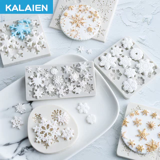 Kalaien Bông Tuyết Fondant Khuôn Bánh Giáng Sinh Trang Trí Bánh Quy Khuôn Cắt Báo Chí DIY Khuôn Socola Khuôn Silicon