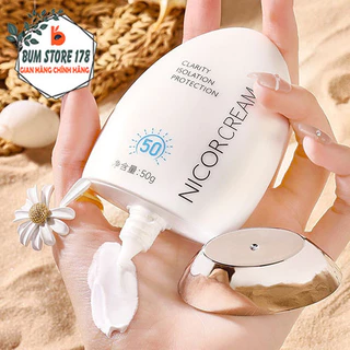 Kem chống nắng nâng tone NICOR CREAM SPF50+ giúp dưỡng trắng da.