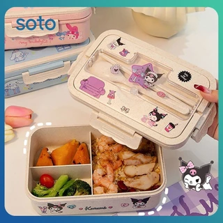 ♫ Sanrio Kuromi Melody Bento Box Hộp Cơm Trưa Dung Tích Lớn Dành Cho Học Sinh Chống Rơi Hộp Cơm Trưa Dễ Thương Dành Cho Trẻ Em Bộ đồ ăn Quà Tặng