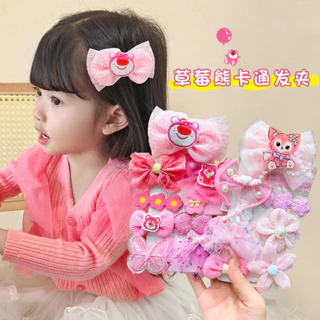 Phim hoạt hình Sanrio Kẹp tóc trẻ em, Bộ phụ kiện tóc gấu dâu Lingnabel cho bé gái, Mũ nón cho bé