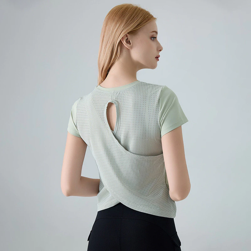 Wmuncc 2026 Yoga Thể Thao Top Nữ Thể Dục Chạy Tay Ngắn Rời Nhanh Khô Áo Thun Nữ Lưới