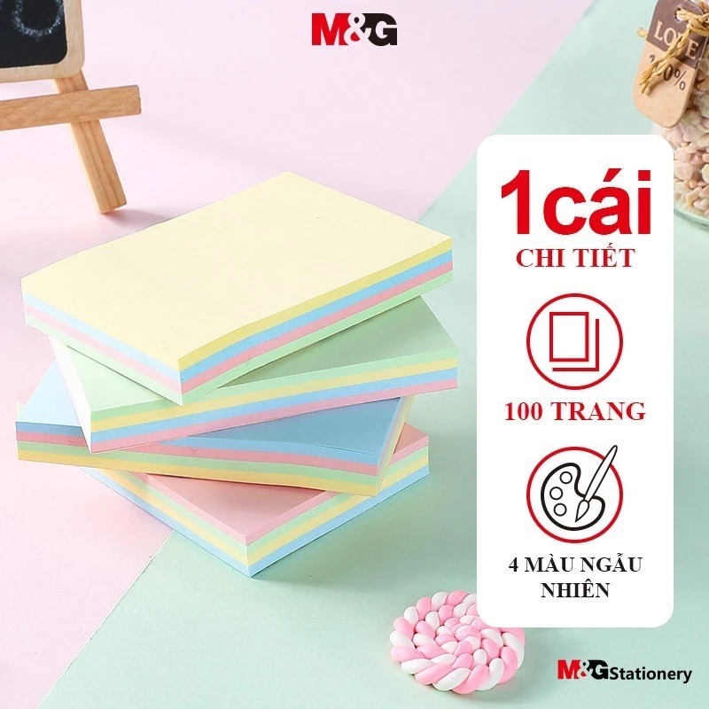 Văn phòng phẩm M & G 100 Giấy ghi chú đầy màu sắc Giấy dán ghi chú Nhãn dán tin nhắn 76 * 51mm Giấy ghi chú Post-it Sổ ghi chú Gói đơn Màu ngẫu nhiên YS-09 Văn phòng phẩm Back-to-School M và G MG