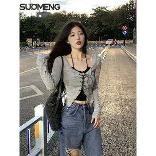 SUOMENG áo phông áo thun nữ croptop baby tee Hàn Phong hàn quốc Casual Comfortable WCS2430MRD 12Z240321