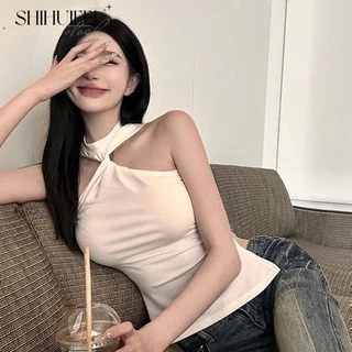 SHIHUIFEI áo croptop Áo 2 dây áo ba lỗ Thời trang hàn quốc chic nhí nhảnh dramatic Gợi cảm WCS2430I4P 12Z240322