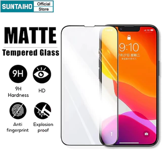 Suntaiho Chất Lượng Cao 9D Bảo Vệ Màn Hình Matte Trong Suốt Kính Cường Lực Chống Vân Tay Chống Trầy Xước Cho IPhone 15 14 13 12 11 Plus Pro Max Mini XS XR XS Max