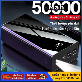 Sạc dự phòng dung lượng lớn 50000mah , trữ pin nhiều , có đèn pin , màn hình led hiện thị phần trăm pin