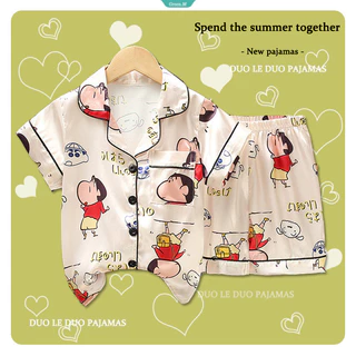 Crayon Shin-chan Pochacco Mới Và Bộ Đồ Ngủ Trẻ Em In Hình Khác Quần Short Ve Áo Tay Ngắn Ice Silk Suit Home Wear Boys Pyjama Quần Short Hoạt Hình Bé Gái Bộ Đồ Ngủ Mùa Hè [GM]