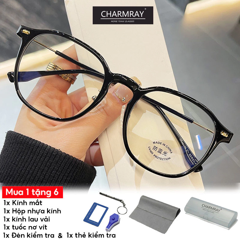 Charmray Kính mắt chống bức xạ Hàn Quốc dành cho nữ Máy tính chặn kính ánh sáng xanh
