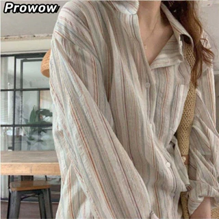 Prowow Áo Sơ Mi áo sơ mi nữ áo kiểu hàn quốc Phong cách rực rỡ may đo trendy WCS24404L9 15Z240409