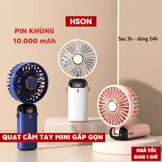 Quạt cầm tay tích điện dung lượng pin khủng 10.000 mAh cao nhất trên thị trường, quạt mini 5 tốc độ gió linh hoạt